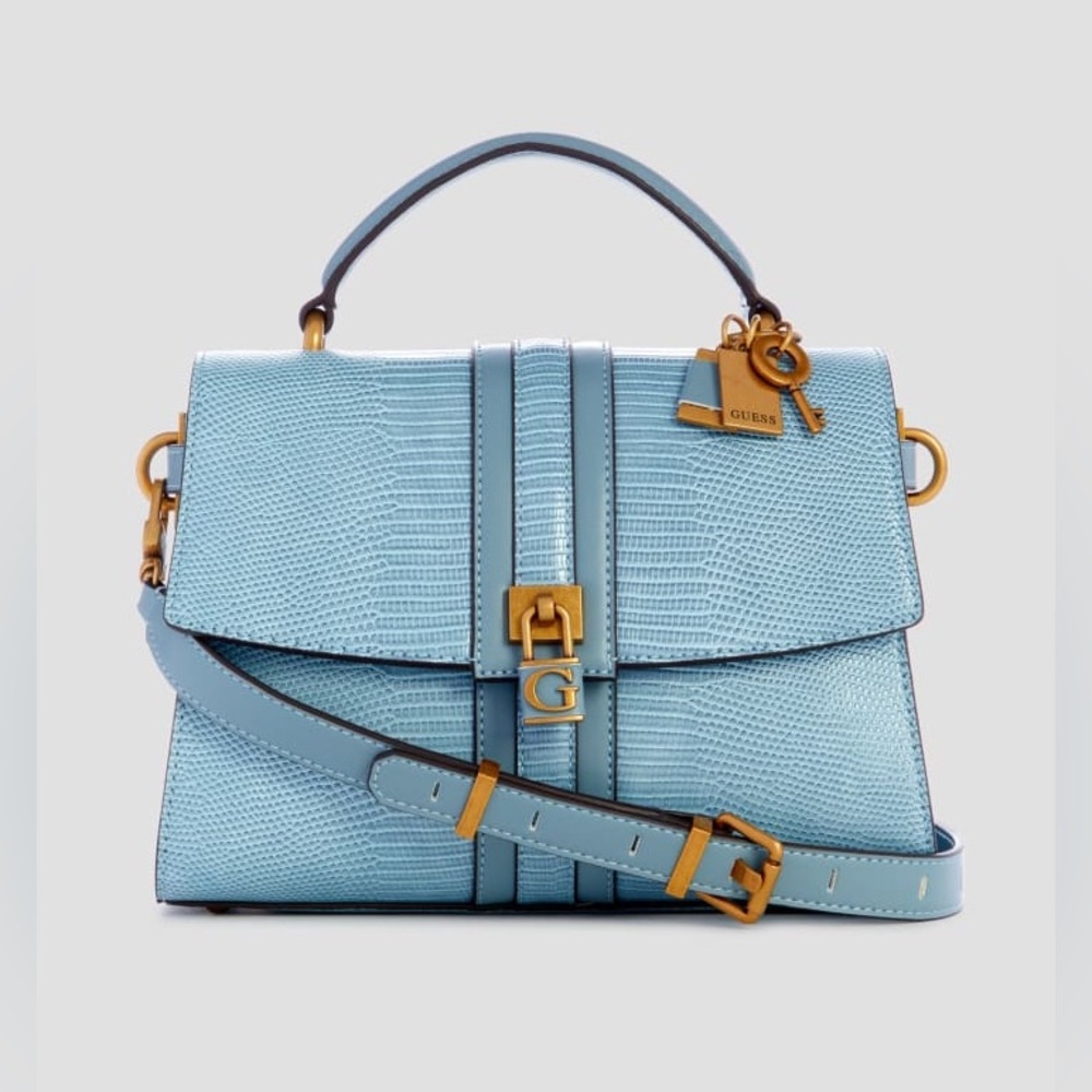 Guress Ginevra Textured Top Handle Crossbody, Pale Blue